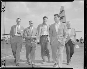Ted Williams with four men, at airport