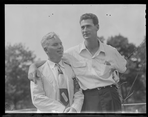 Ted Williams with official at Longwood Cricket Club