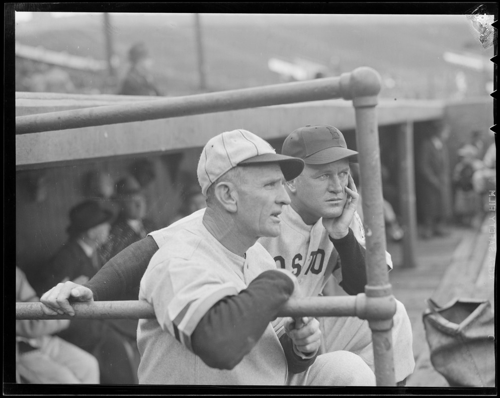 Managers Stengel and Cronin of the Boston teams at Braves Field