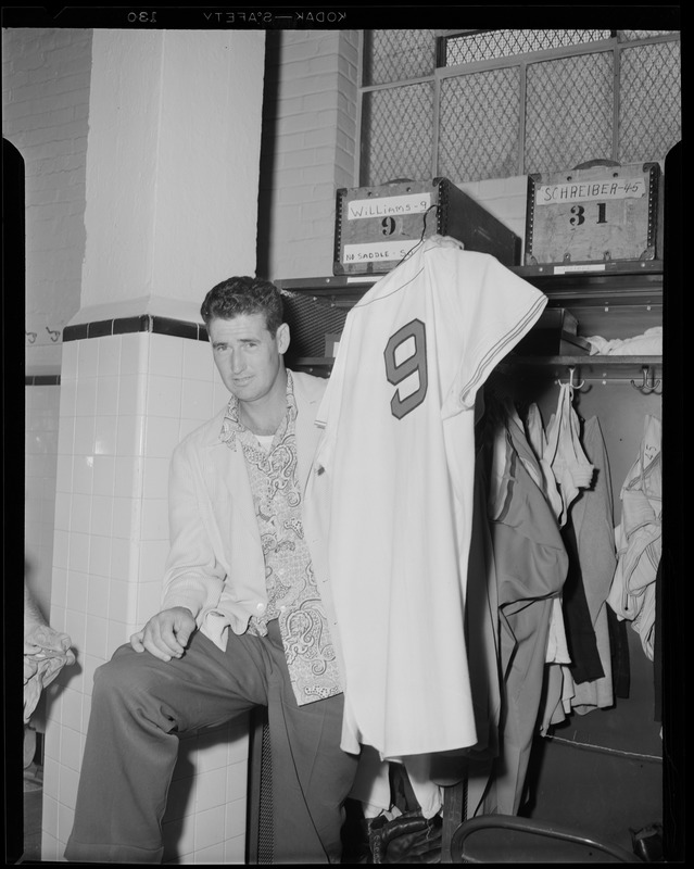 Ted Williams at his locker