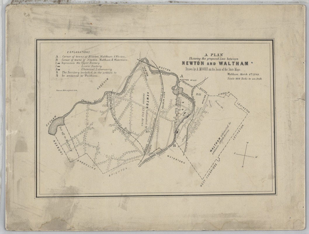 A plan showing the proposed line between Newton and Waltham