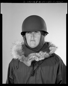 CEMEL, clothing, cold weather, head-gear, cold-dry (parka down, helmet over cap)