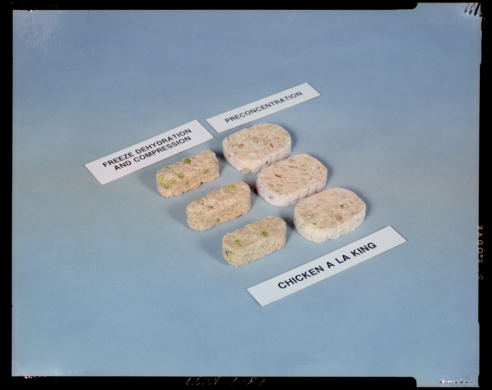 Chicken Compression Chicken a la king, freeze dehydration and compression, preconcentration ...