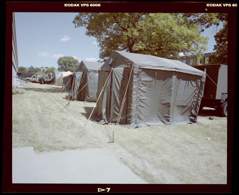 Army industrial tent displays at Natick labs