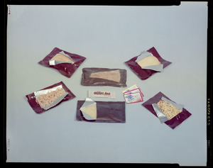 Various open packages of food