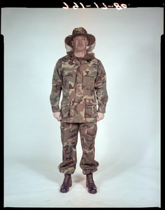 Camouflage uniform and hat with insect net
