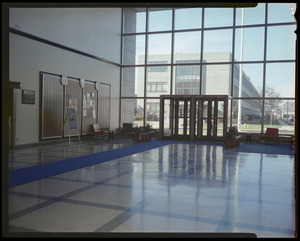 Grounds & facilities - admin. bldg, lobby, view towards outside