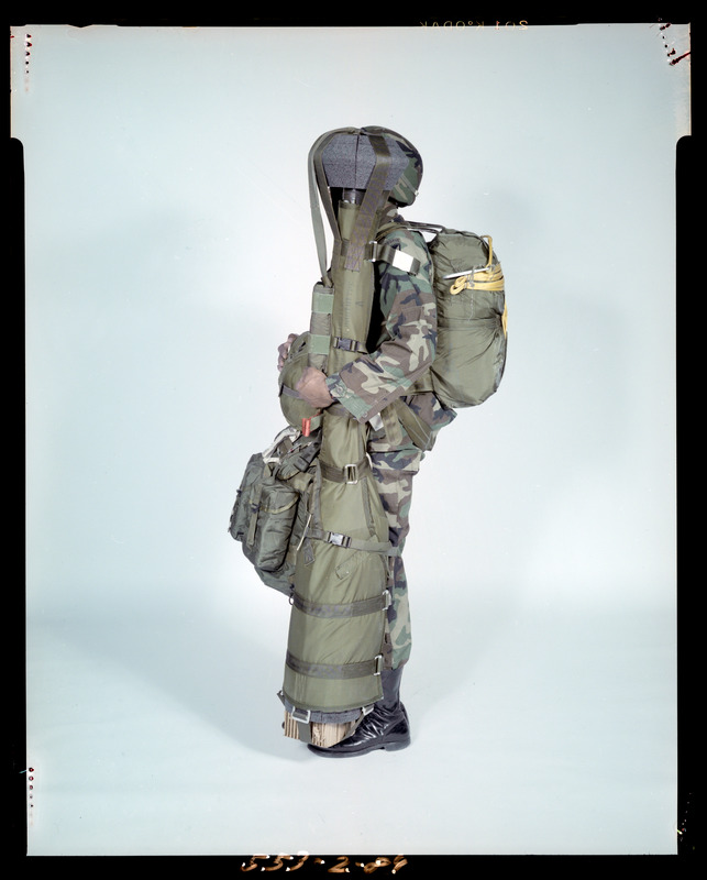 AMEL, soldier rigged with stinger missile, side view