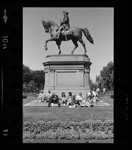Summer in Public Garden, George Washington statue, downtown Boston