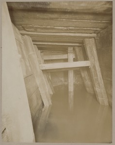 Wooden roof supports in water