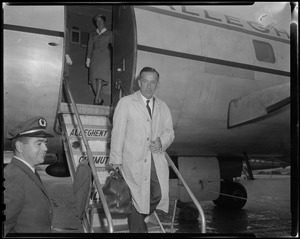 Senator Henry Jackson shown as he arrived at Logan Int Airport