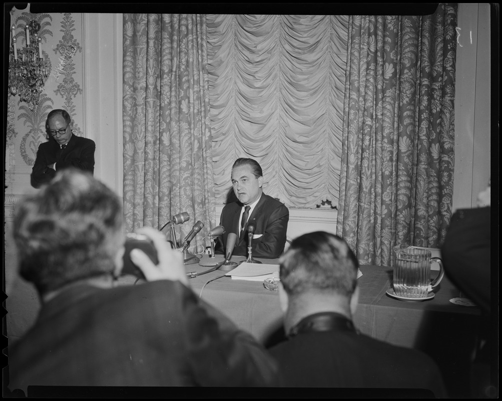 Governor George Wallace speaking, from the crowd's view