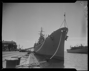 View of USS Albany at dock