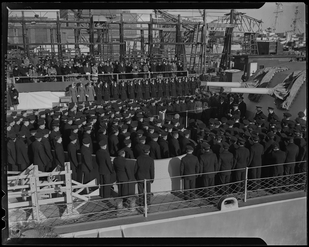 View of the crew onboard the U.S.S. Higbee