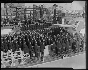 View of the crew onboard the U.S.S. Higbee