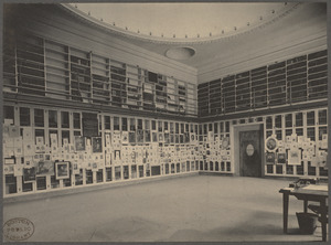 Boston Public Library, Copley Square. Barton-Ticknor room. Showing an exhibition of Washington portraits
