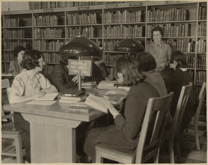 Memorial Branch Library, Roxbury. Miss Flanagan & high school pupils
