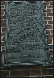 Plaque on wall of Independence Hall, Philadelphia, Pennsylvania