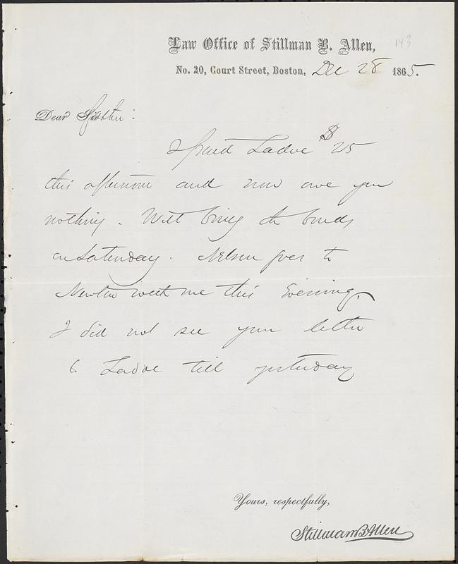 Letter from John D. Long to Zadoc Long, December 28, 1865