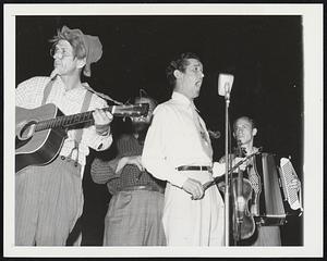 Musical Nominee. Roy Acuff, The Republican Nominee for Governor of Tennessee, Fiddle Bow In hand, sings as members of his Grand Ole Opry troupe, The Smokey Mountain Boys, furnish the accompaniment at a political rally in Crossville, Tenn. Acuff, A radio star, Hillbilly singer and fiddler, says he'll visit all of the state's 95 counties in the weeks remaining before the Nov. 2 election.