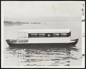 The latest wrinkle in summer luxury is the trailer for the boating enthusiast. Here is one which has appeared on New York waters. A small launch or a tender with an outboard motor is all that is necessary for a tow-boat. Or, of course, a larger boat may be used. The lower picture shows the luxurious appointments of the marine trailer.