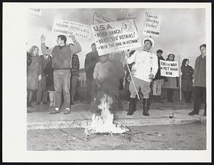 Fort Devens. Burning of the hammer + Cycle flag.