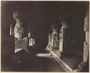 Pillars inside the Indra Sabha, Cave 33, Ellora Caves, India