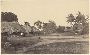 Village of Mahavellipooram with stone monkeys in left corner