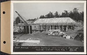 Contract No. 56, Administration Buildings, Main Dam, Belchertown, east garage, looking easterly, Belchertown, Mass., Nov. 30, 1937