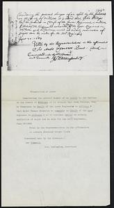 Translation of Above. Considering the present danger of an assalt by the Indians on the county of Middlesex it is ordered that John Phillips, Esq. be Commander in Cheife of the lower Regiment in midlesex & that Major Thomas Hinksman be comander in Cheife of the uper Regiment in midlesex & so to continue untill an orderly nomination of major can be made for said Regiments. June 27: 1689. Voted by the Representatives in the affirmative As attests Ebenezer Prout: Clerk. Consented unto by the Governor and Councill Jas. Addington, Secretary