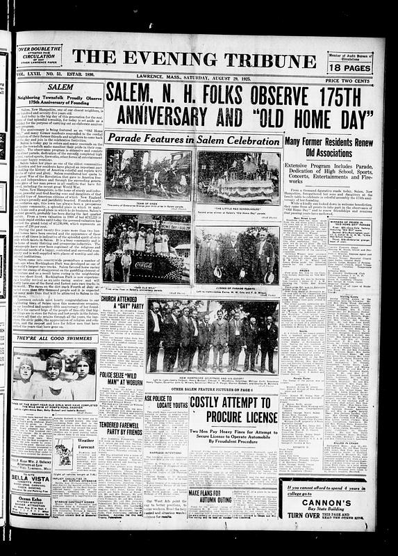 The Evening Tribune. August 29, 1925 - Digital Commonwealth