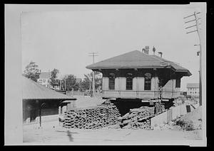 Natick Railroad Station being lowered