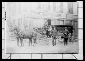 Everett Funeral Home, Park St., with hearse pulled by matched pair of horses