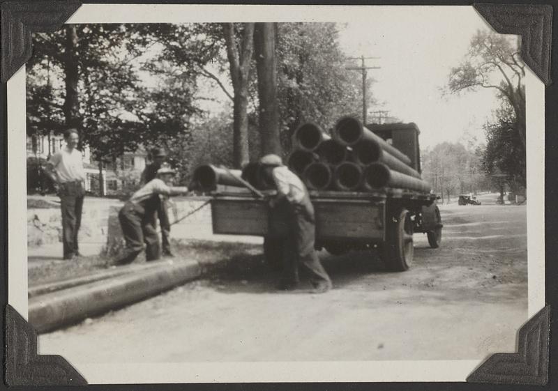 Unloading pipe on the side of the road