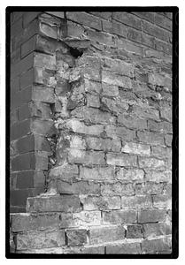 Closeup of a brick building