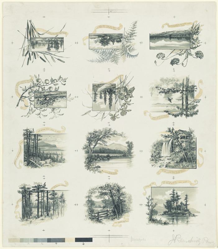 Twelve New England scenes on one sheet