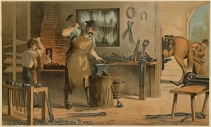 Prang's aids to object teaching - trades and occupations - plate 4 - blacksmith