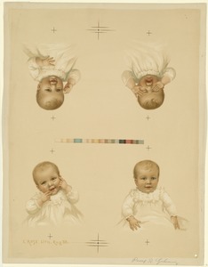 Baby with four facial expressions