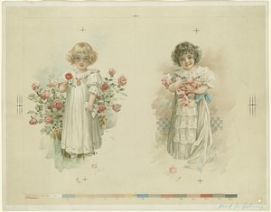 Two images of girl with roses on one sheet