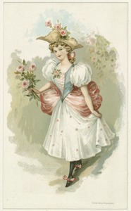 Girl with pink roses