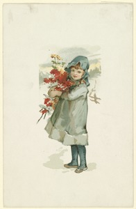 Little girl with red flowers