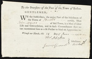 Henry Erving indentured to apprentice with John Mears of Bristol, 10 May 1794