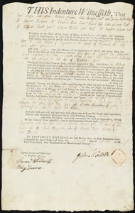 Lavinia Richardson indentured to apprentice with John Watson of Plymouth, 19 September 1794