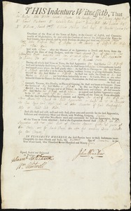 Elizabeth Peirce indentured to apprentice with John Winslow of Boston, 18 December 1794