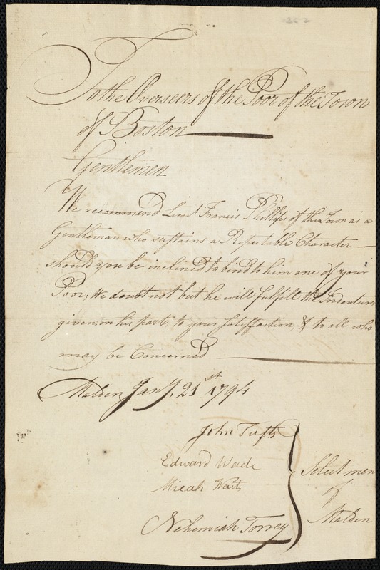 William Penney indentured to apprentice with Francis Phillips of Malden, 6 February 1794
