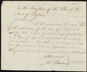 Parmelia Badger indentured to apprentice with Robert Hichborn of Prospect, 24 January 1798