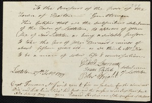 John Bernard indentured to apprentice with John Dix of Littleton, 2 March 1799