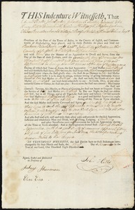 Barbara Blackburn indentured to apprentice with John Hills of Boston, 3 November 1800