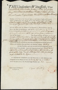 Silas Ramsdale indentured to apprentice with Ezra Weston of Duxborough, 21 October 1801