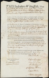 Catharine Foalke indentured to apprentice with William G. Weld of Roxbury, 11 May 1801